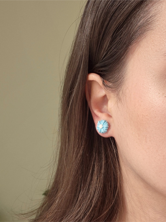 MINI BLOSSOM mėlyni auskarai