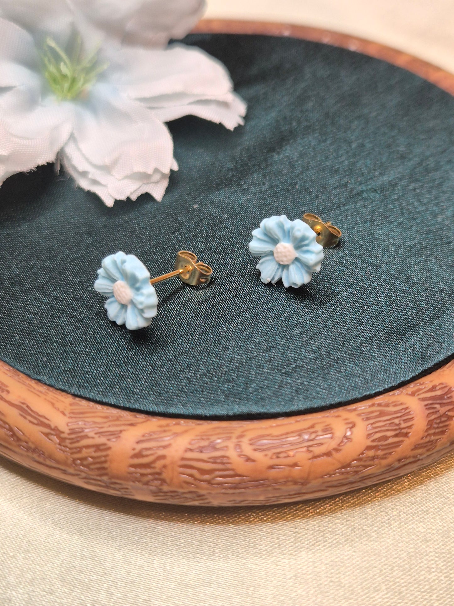 MICRO BLOSSOM mėlyni auskarai