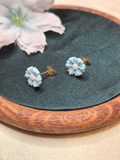 MICRO BLOSSOM mėlyni auskarai