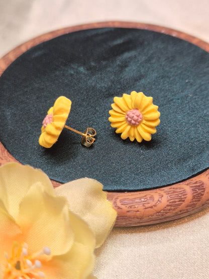 MIDI BLOSSOM geltoni auskarai