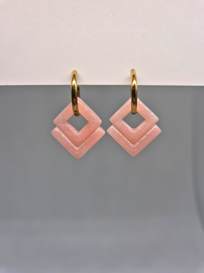 PINK SHIMMER geometriniai auskarai