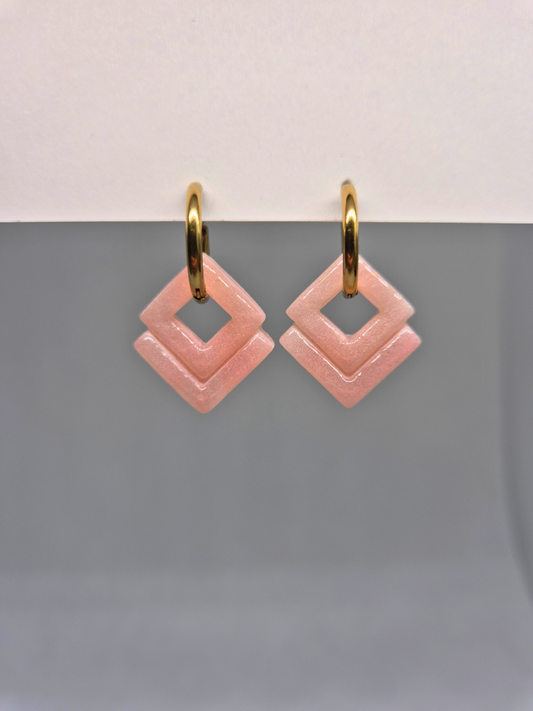 PINK SHIMMER geometriniai auskarai